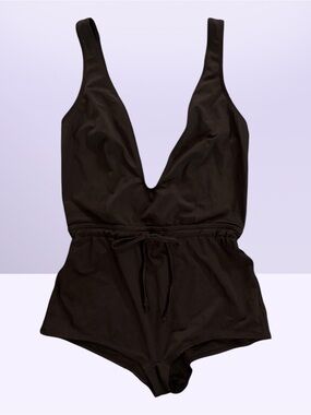 SOLID & STRIPED Black Plunge One-Piece Swimsuit - Size Medium